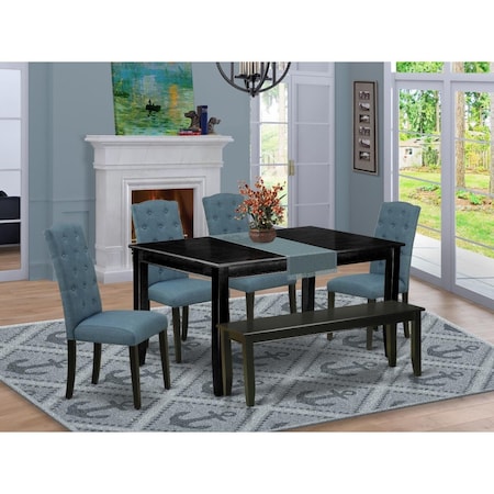 East West Furniture 6 Piece Dudley Dining Set - Black DUCE6-BLK-21